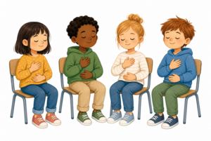 Achtsamkeit in der Klasse Kinder atmen nehmen bewusst wahr