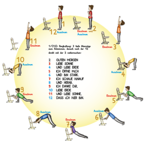 Sonnengruß mit dem Stuhl in der Schule