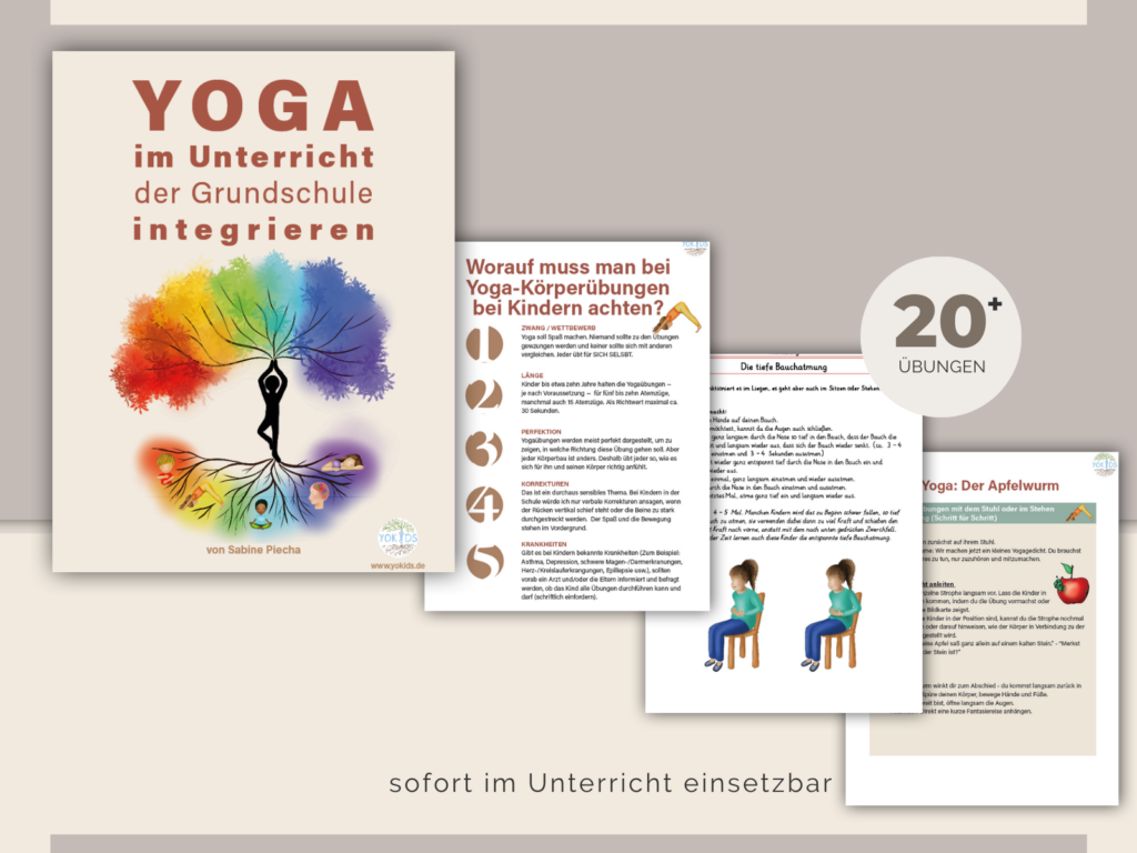 eBook als Workbook pdf mit praxiserprobten Übungen, um Yoga im Unterricht der Grundschule zu integrieren