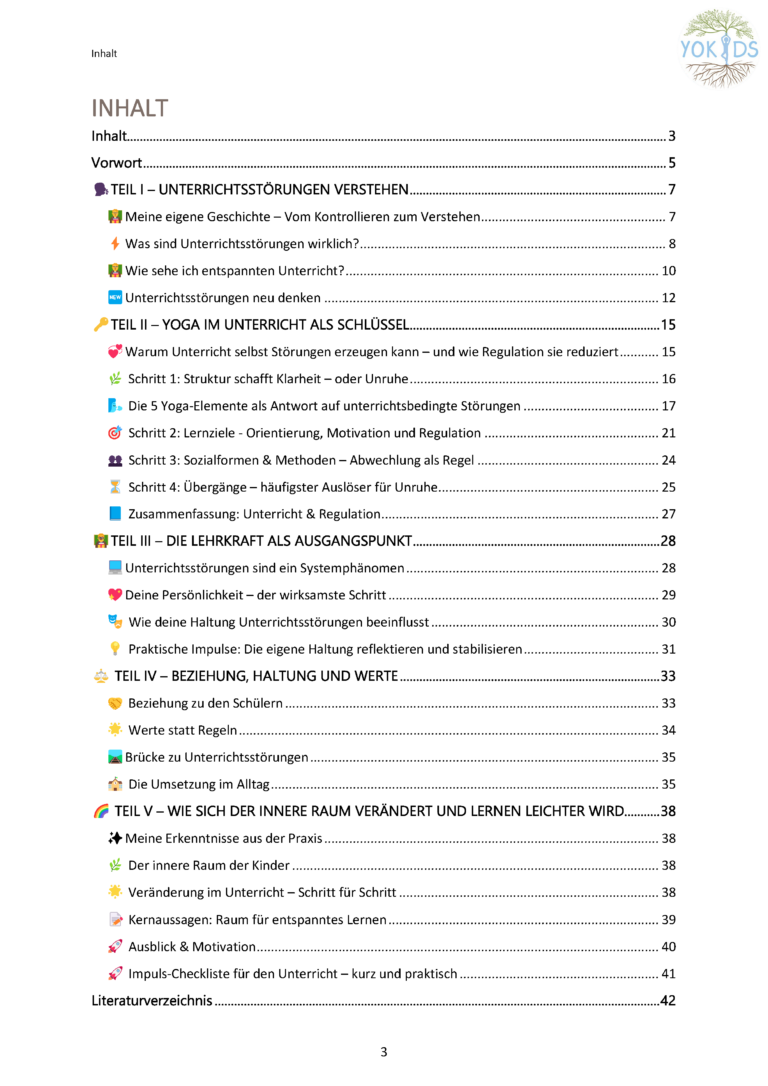 Unterrichtsstörungen Inhalt