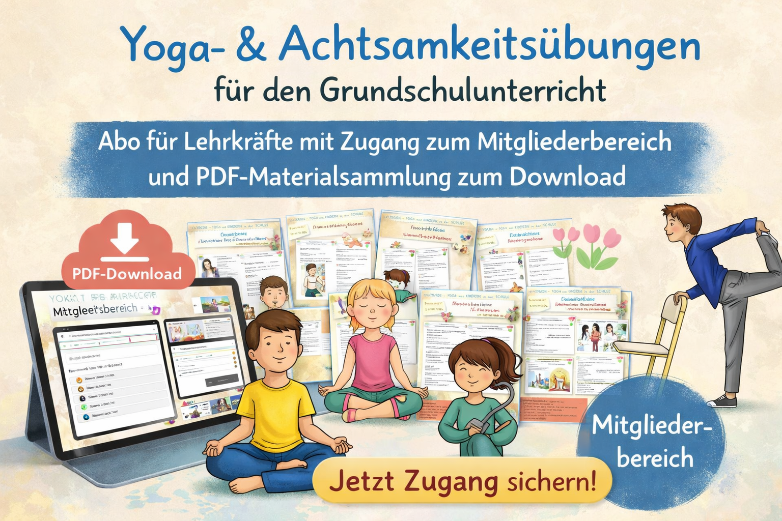 Mitgliederbereich Abo Yogamaterialien Grundschule Unterricht