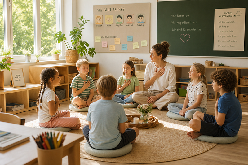 Yogamaterialien für die Grundschule Ruhe im Klassenraum